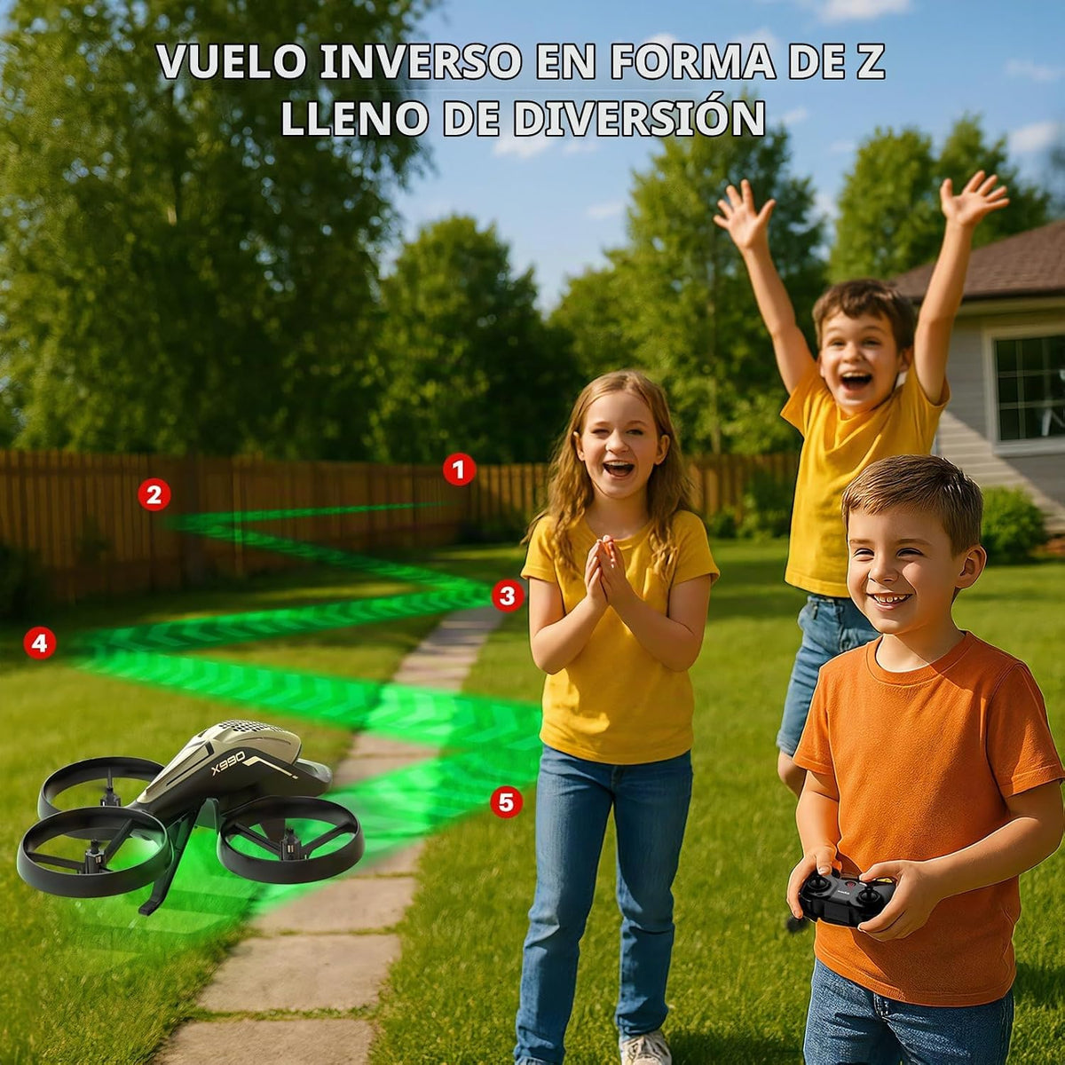 SYMA X990 - Avión RC para niños, acrobacias volando con protector de hélice