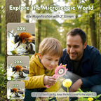 Microscopio para niños, microscopio de mano 500X para niños, rosa