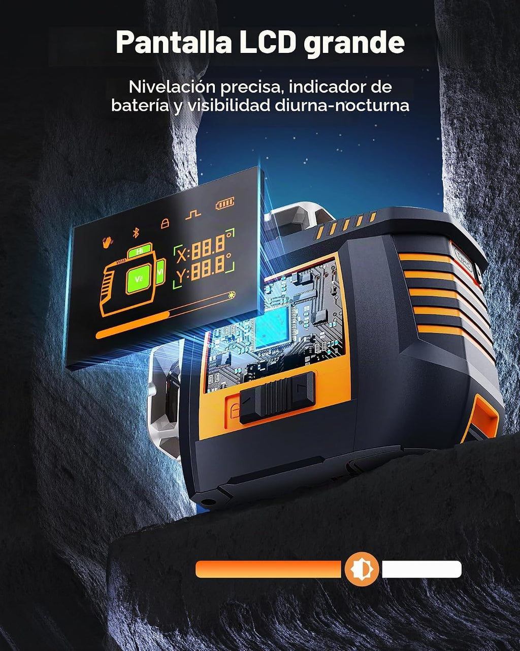 CIGMAN Nivel láser de control de gestos con pantalla lateral, 3 líneas autonivelantes verdes de 360°, línea de gestos manos libres y control de brillo, modo estroboscópico, 2 baterías de iones de