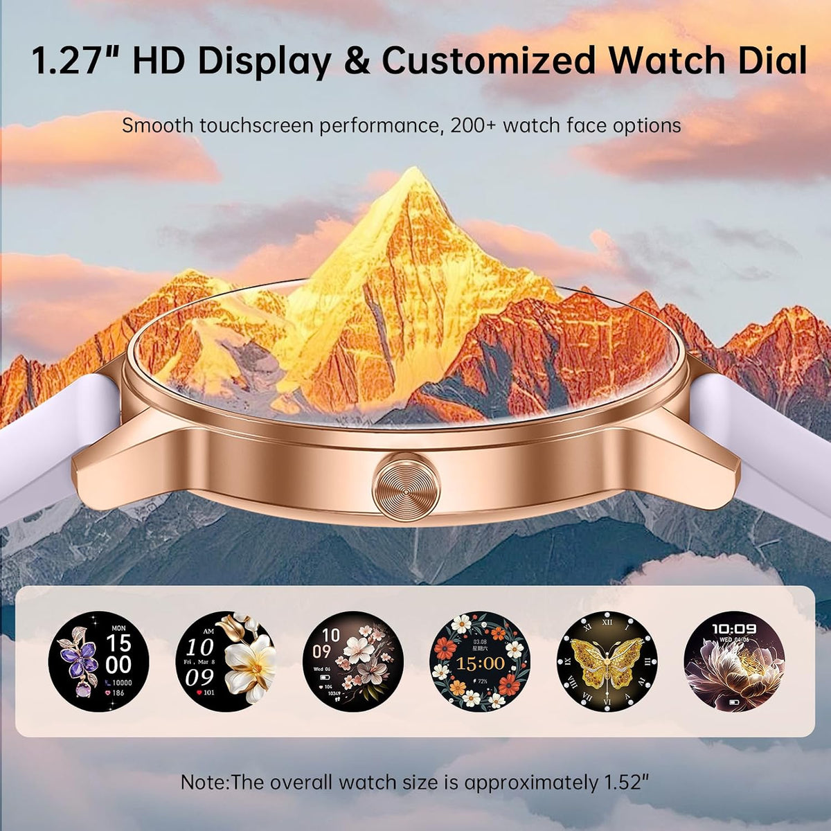 Reloj inteligente para mujer (respuesta/hacer llamadas), pantalla HD de 1.27 pulgadas con monitor de frecuencia cardíaca/sueño, más de 130 modos deportivos IP68 impermeable seguimiento de actividad