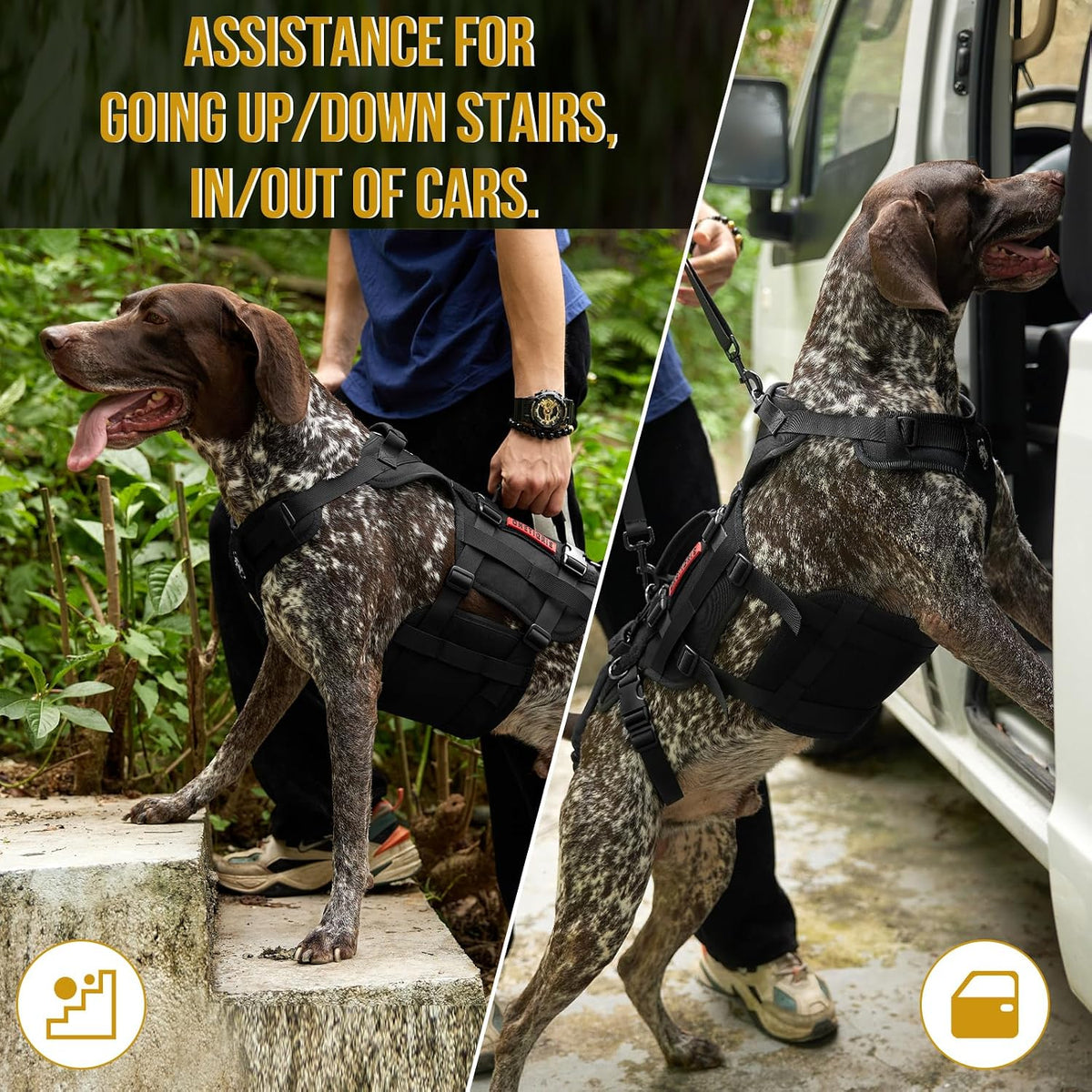 OneTigris Arnés de elevación para perros grandes, soporte de cadera para perros, elevador de cuerpo completo con asas Invictus Chaleco multifuncional de asistencia para movilidad para patas traseras