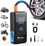 Inflador de neumáticos inalámbrico: compresor de aire portátil con pantalla digital, batería de 4500 mAh, 150 PSI máximo, inflado rápido de 32 L/min, luz LED 3 en 1 (SOS/Flash), carga USB-C