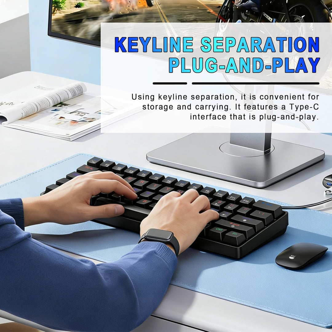 Taramico Teclado 60% para juegos, teclado mecánico RGB con cable ne...