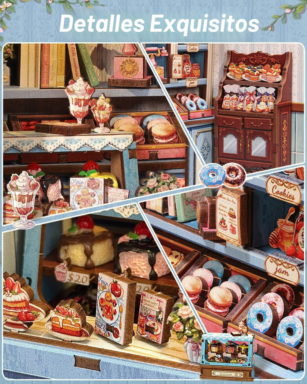 CUTEBEE - Kit de rincón de libro de rompecabezas 3D, kit de casa de muñecas en miniatura para adultos