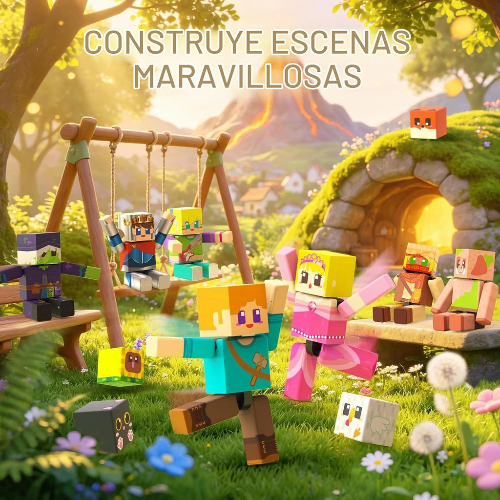 Juego de 20 figuras de acción magnéticas giratorias con bloques de construcción magnéticos, figuras magnéticas creativas STEM, juguetes de personajes para niños, regalo de cumpleaños para niños