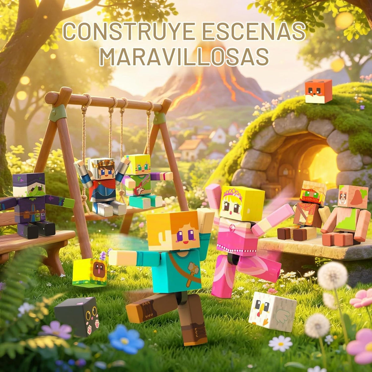 Juego de 20 figuras de acción magnéticas giratorias con bloques de construcción magnéticos, figuras magnéticas creativas STEM, juguetes de personajes para niños, regalo de cumpleaños para niños