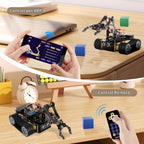 Robótica para niños de 12 a 16 años, brazo robot inteligente ACEBOTT 4 en 1 con 5DOF + auto tanque, kit de codificación de juguetes STEM compatible con Arduino y Scratch, aplicación y control remoto, para niños y adolescentes
