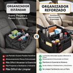 Organizador de Almacenamiento para Coche [ACTUALIZADO 2025] Cesta Caddy de Cuero para Coche para Piso del Asiento Delantero Asientos Traseros Mango de Metal 6 Compartimentos Hebillas de Correas