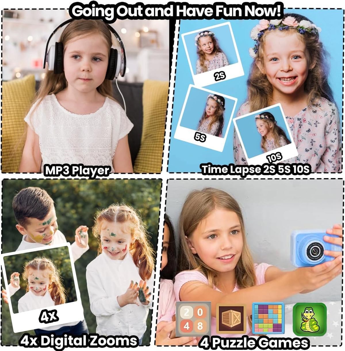 Juguetes de cámara para niñas y niños de 3 a 8 años, cámara 1080P p...