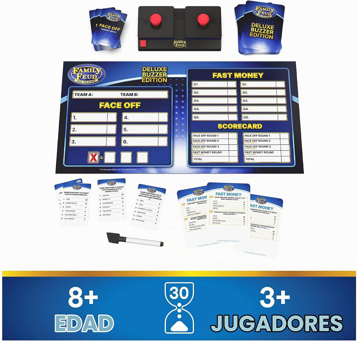 Spin Master Games Family Feud: Deluxe Buzzer Edition Board Game