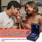 Caja de anillo grabable con luz LED, grabadora de voz de 60 segundos, caja de regalo de joyería de terciopelo para propuesta, compromiso y recuerdo, azul medianoche