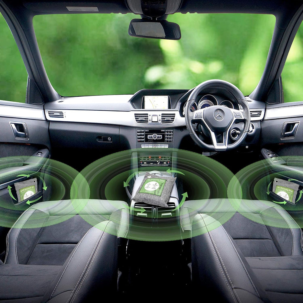 12 paquetes de bolsas purificadoras de aire de bambú, bolsas de carbón activado absorbentes de olores, absorbentes de humedad, ambientador de aire natural para auto, desodorante para zapatos
