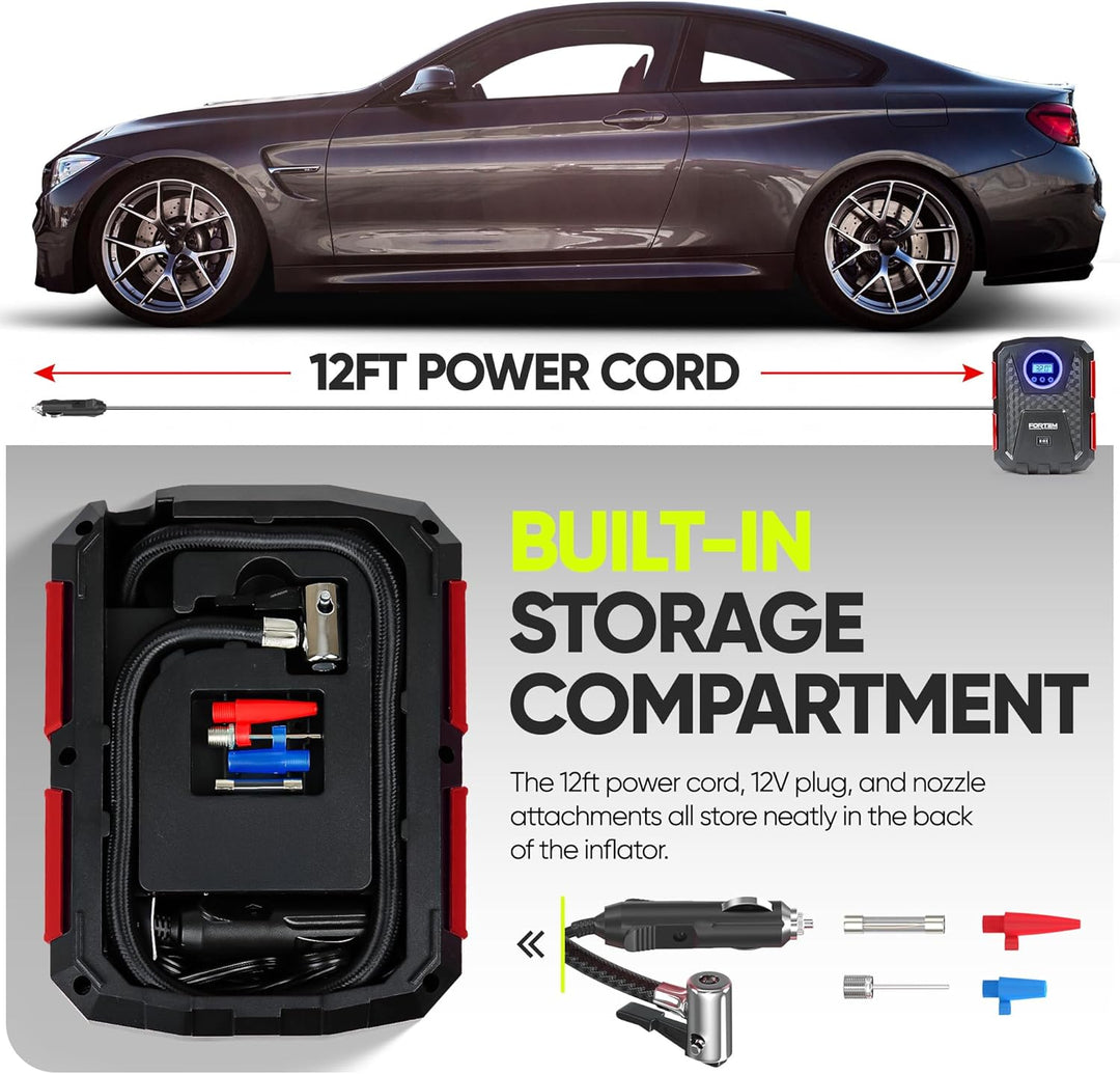 Inflador de neumáticos para coche con medidor de presión - Compreso...