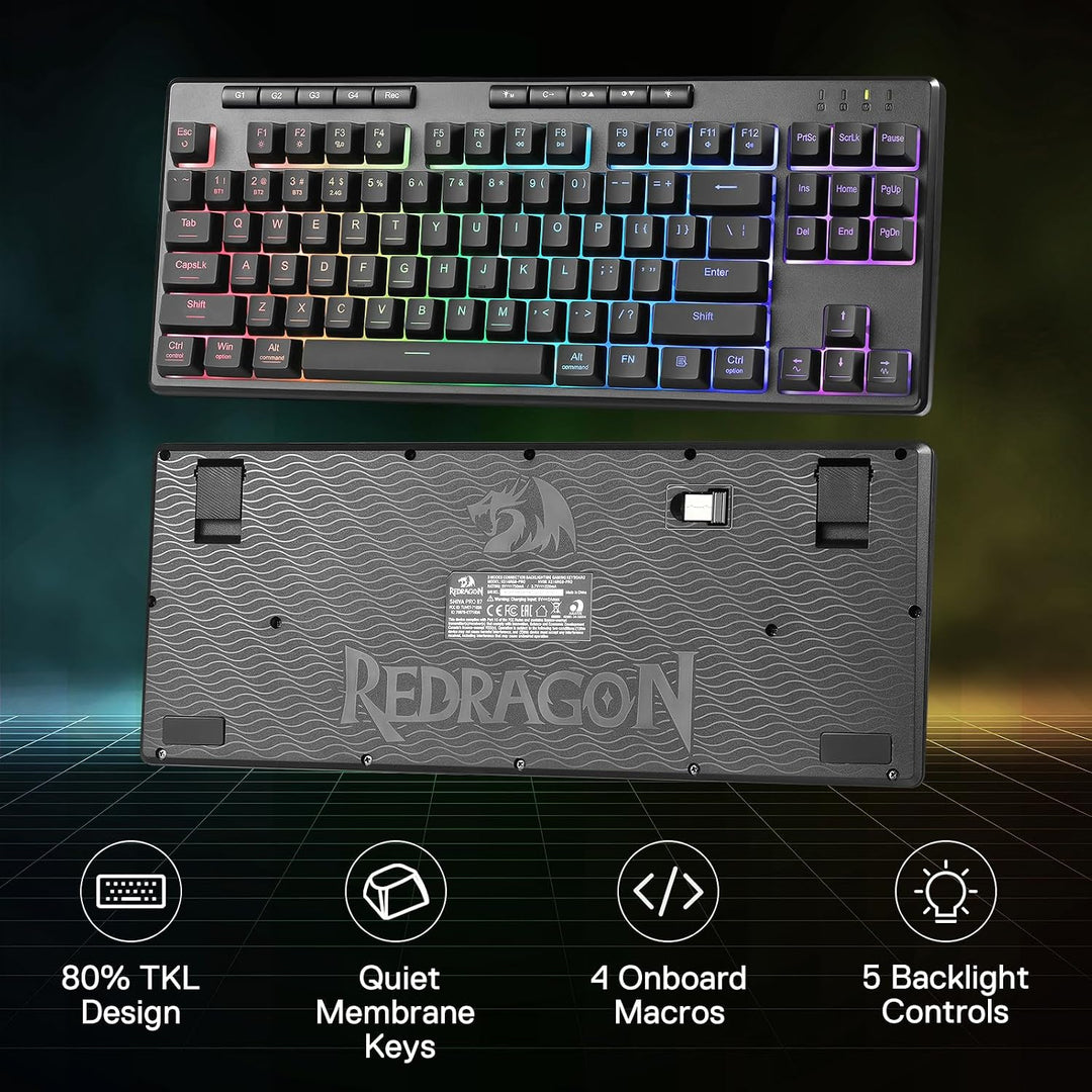 Redragon K516 PRO Shiva TKL RGB Teclado inalámbrico de membrana par...