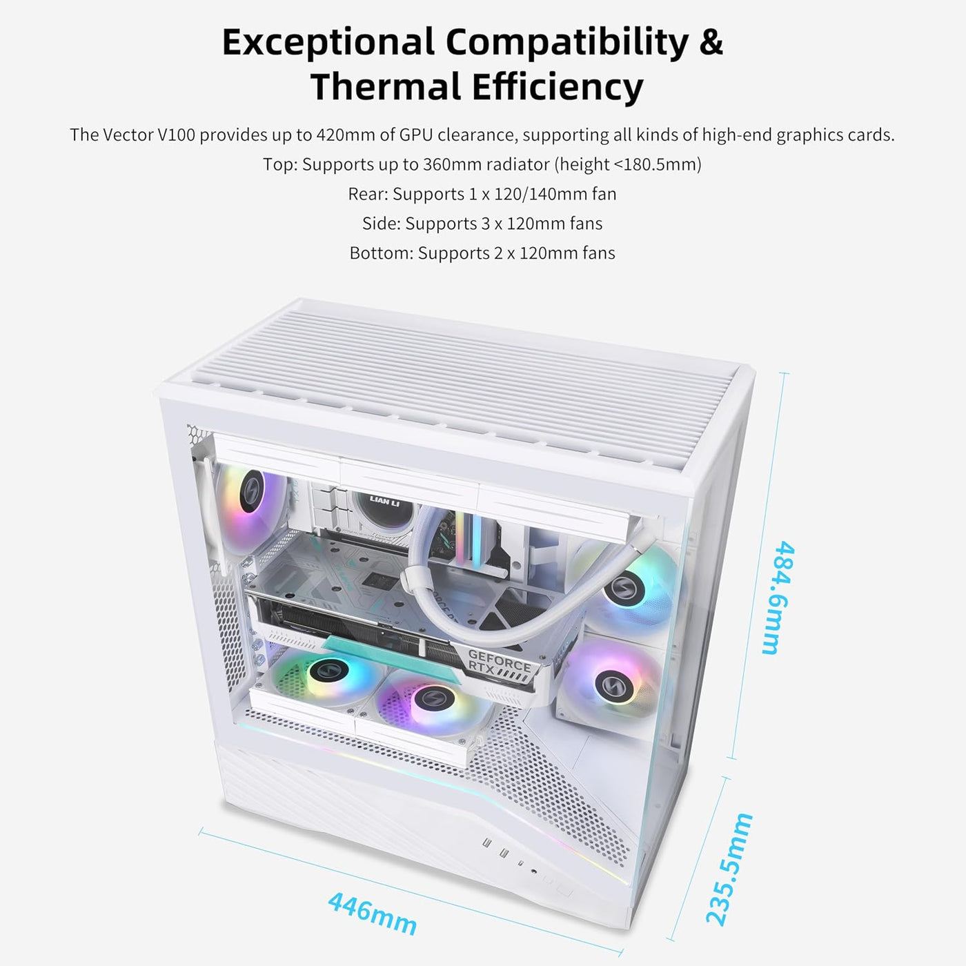 Lian Li V100 ATX - Gabinete para PC semitorre, tira LED RGB, diseño...
