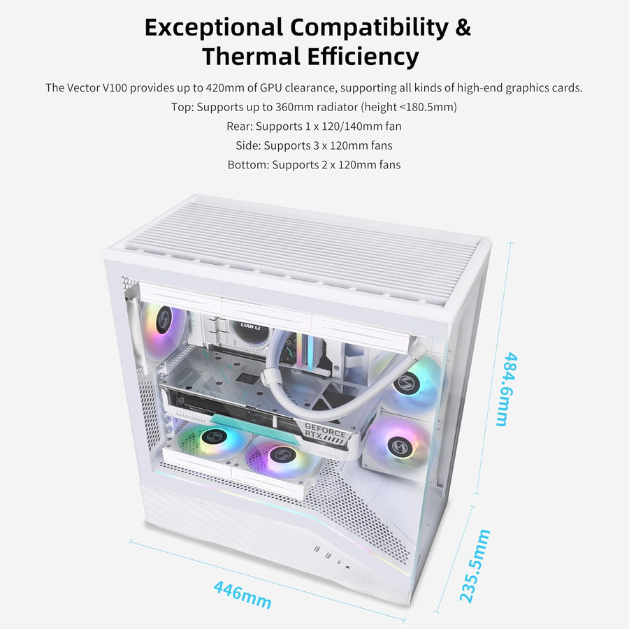 Lian Li V100 ATX - Gabinete para PC semitorre, tira LED RGB, diseño...
