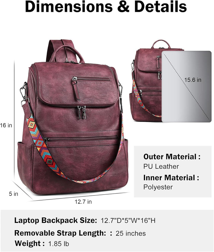 FADEON Mochila para computadora portátil para mujer, mochila de via...