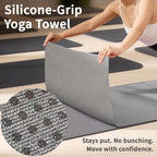 Paquete de 2 toallas antideslizantes para esterilla de yoga caliente con puntos de agarre, 72 x 24 pulgadas, toalla de microfibra súper absorbente para yoga caliente, pilates, entrenamiento