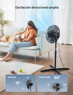PELONIS Ventilador de pedestal oscilante ajustable de 16" para...