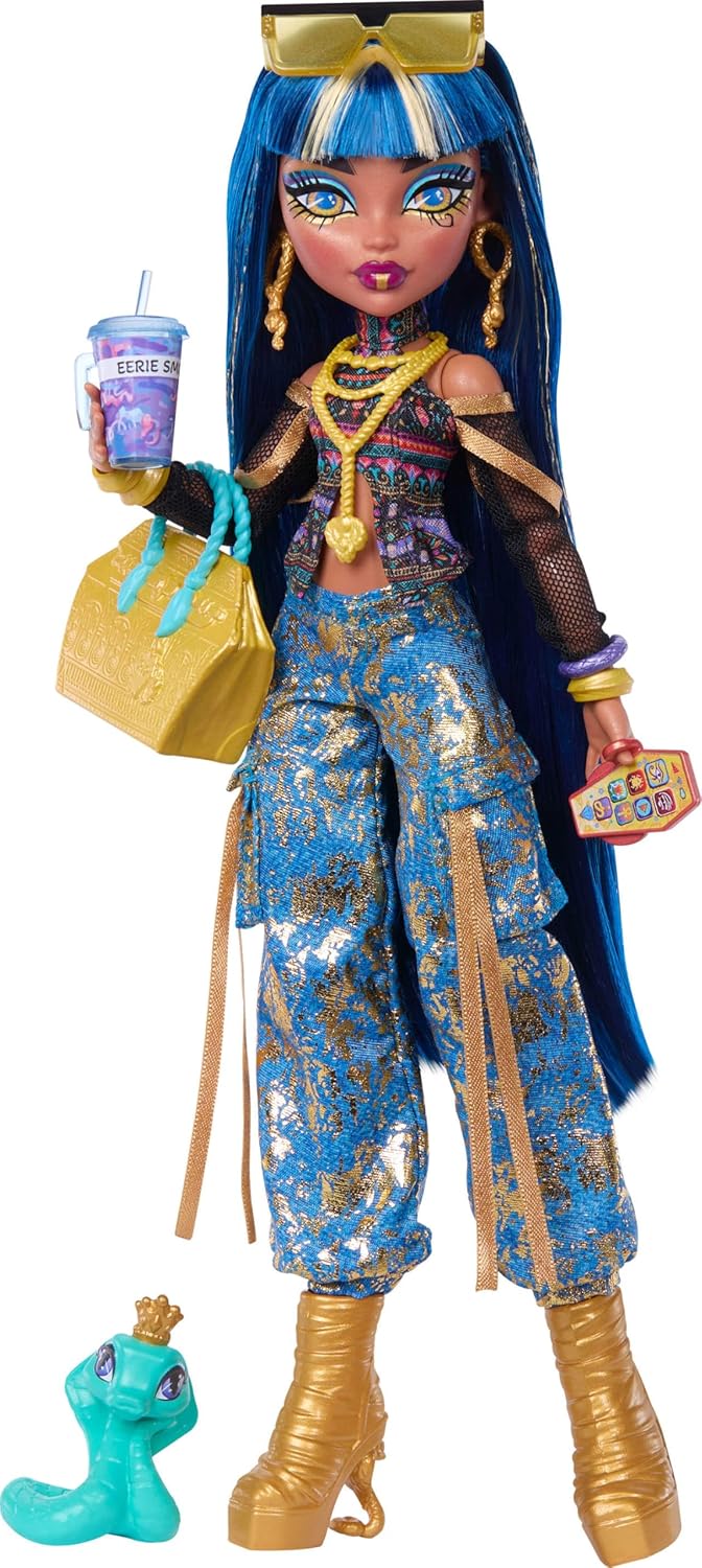 Muñeca Monster High, Cleo de Nile con top corto y pantalones cargo...