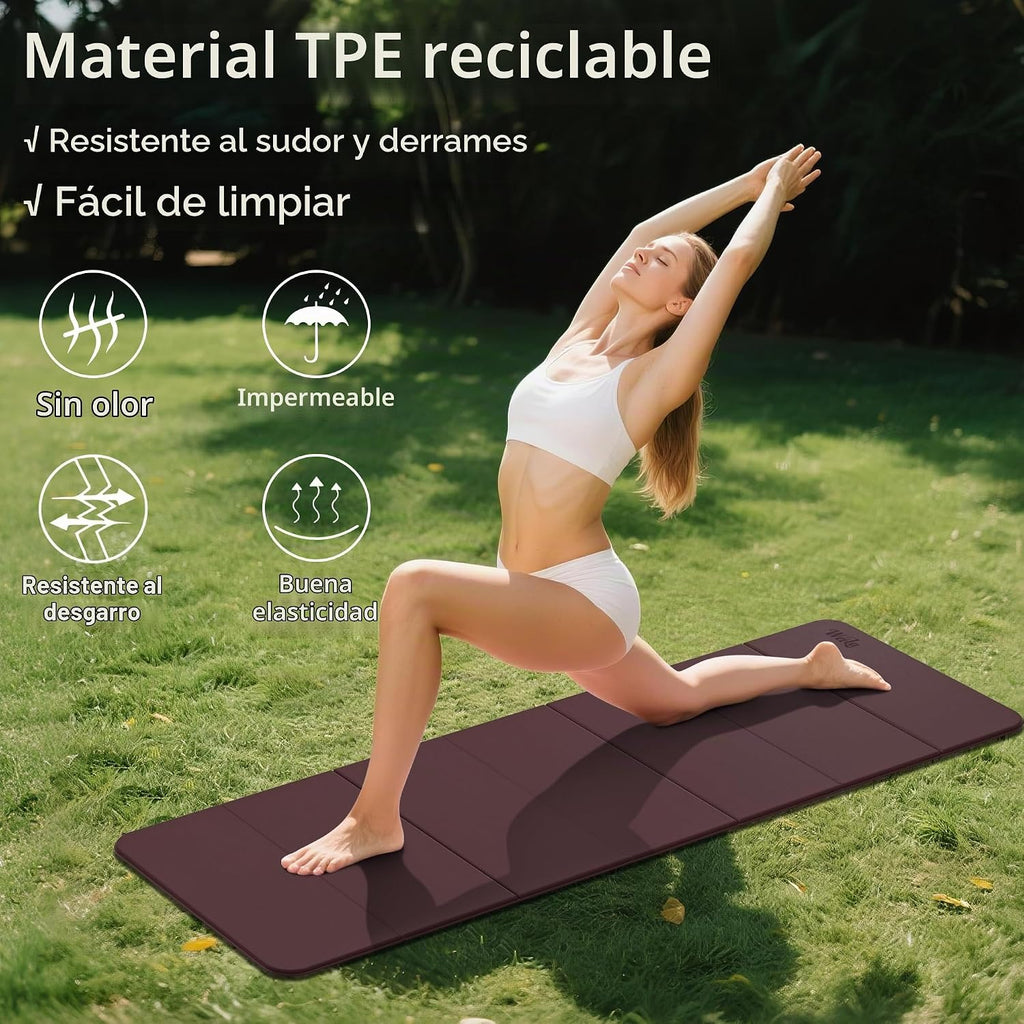WEILA Esterilla de Yoga Plegable TPE 1/2 pulgada 70"x24", Colchoneta Pilates Antideslizante Gruesa