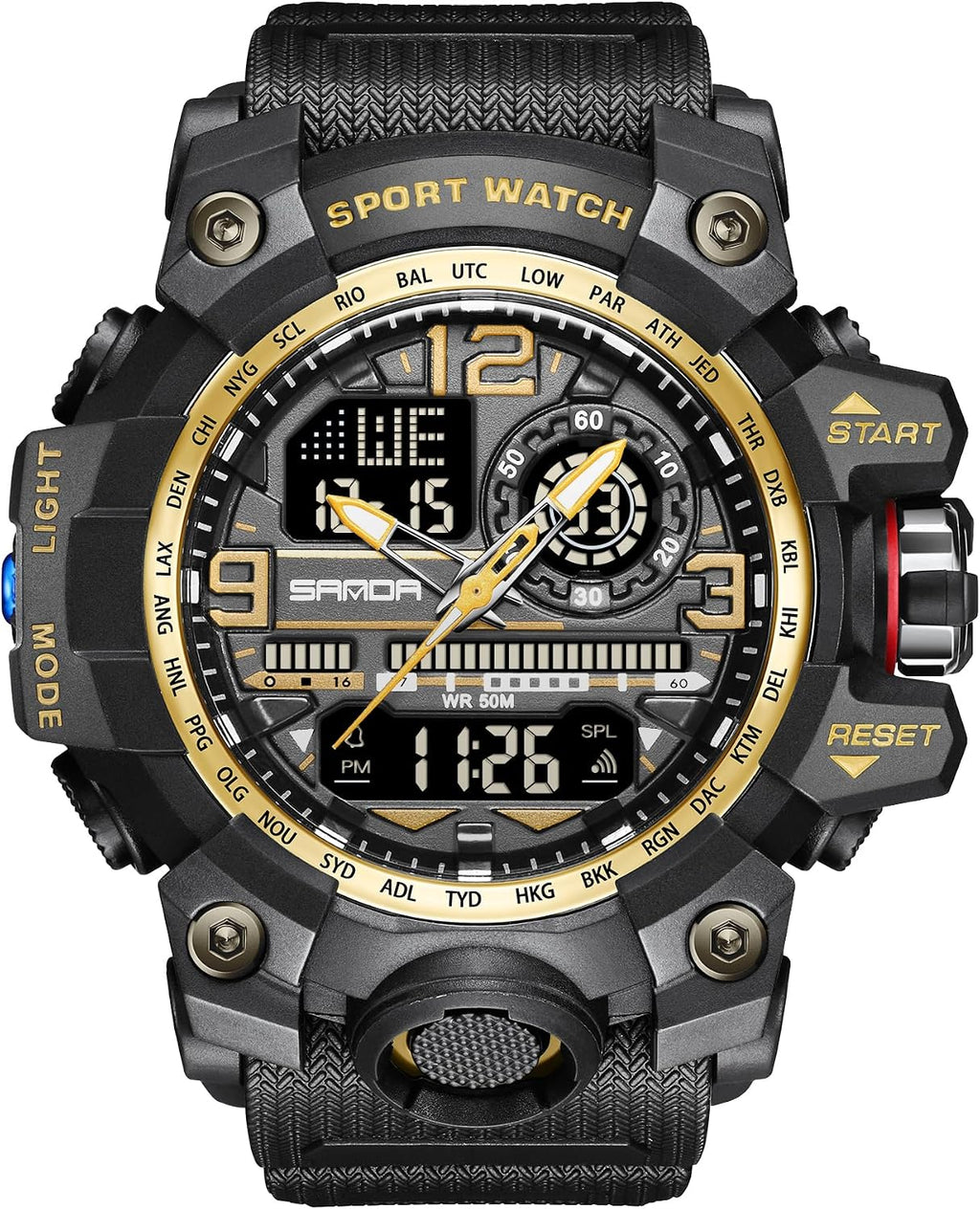 Relojes para Hombre Deportivos al Aire Libre, Resistente al Agua, Militar, Fecha, Multifunción, Tácticas, Pantalla LED, Alarma, Cronómetro para Hombre 3133