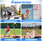 HopeRock - Juego de aro de baloncesto 2 en 1 para niños y pelota en T