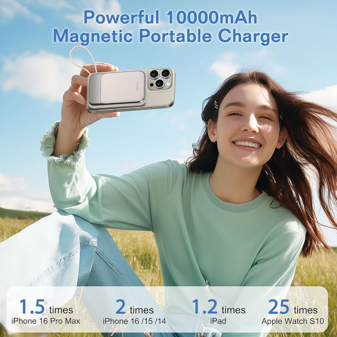VONUV Banco de Energía Magnético de 10000mAh, Cargador Inalámbrico...