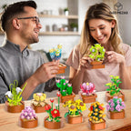 CUBIMANA Paquete de 12 mini construcción botánica de flores para adultos y