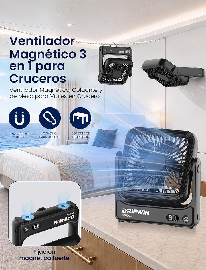 DRIFWIN Ventilador magnético aprobado por crucero, ventilador de vi...