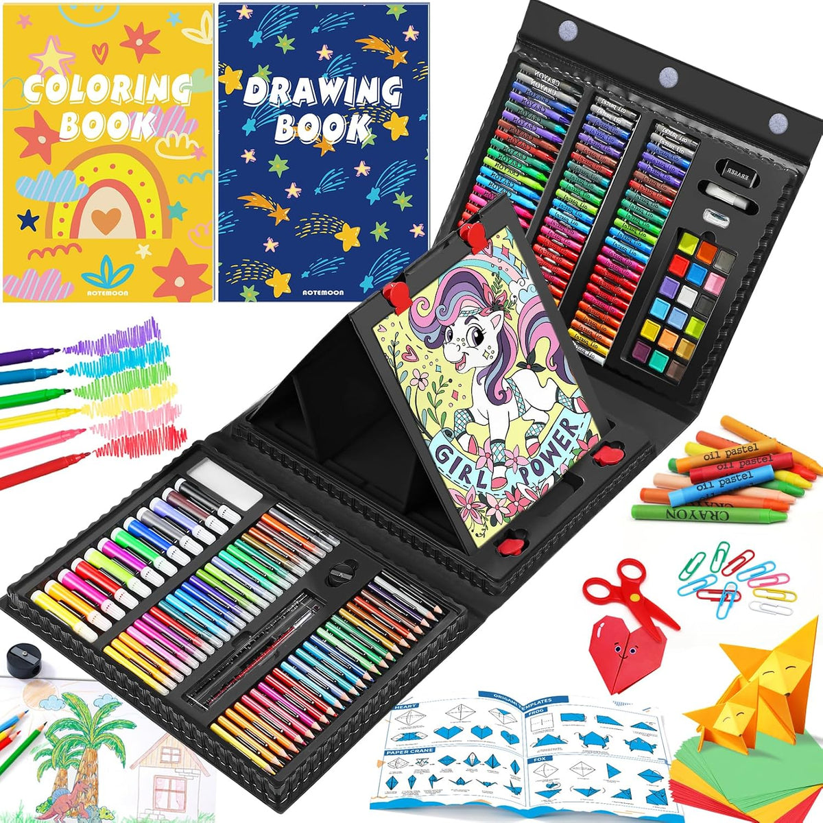 All en One Art Supplies Include Drawing Kit, Origami & Paper-Cutting Crafts