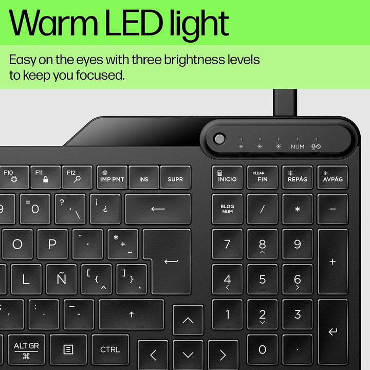 Teclado retroiluminado con cable HP 400 (cable gris) - Teclas ilumi...