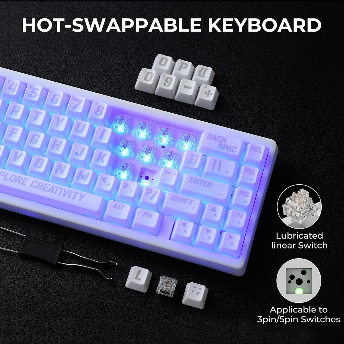 HITIME XVX M67 Teclado inalámbrico 60% por ciento, teclado topográf...