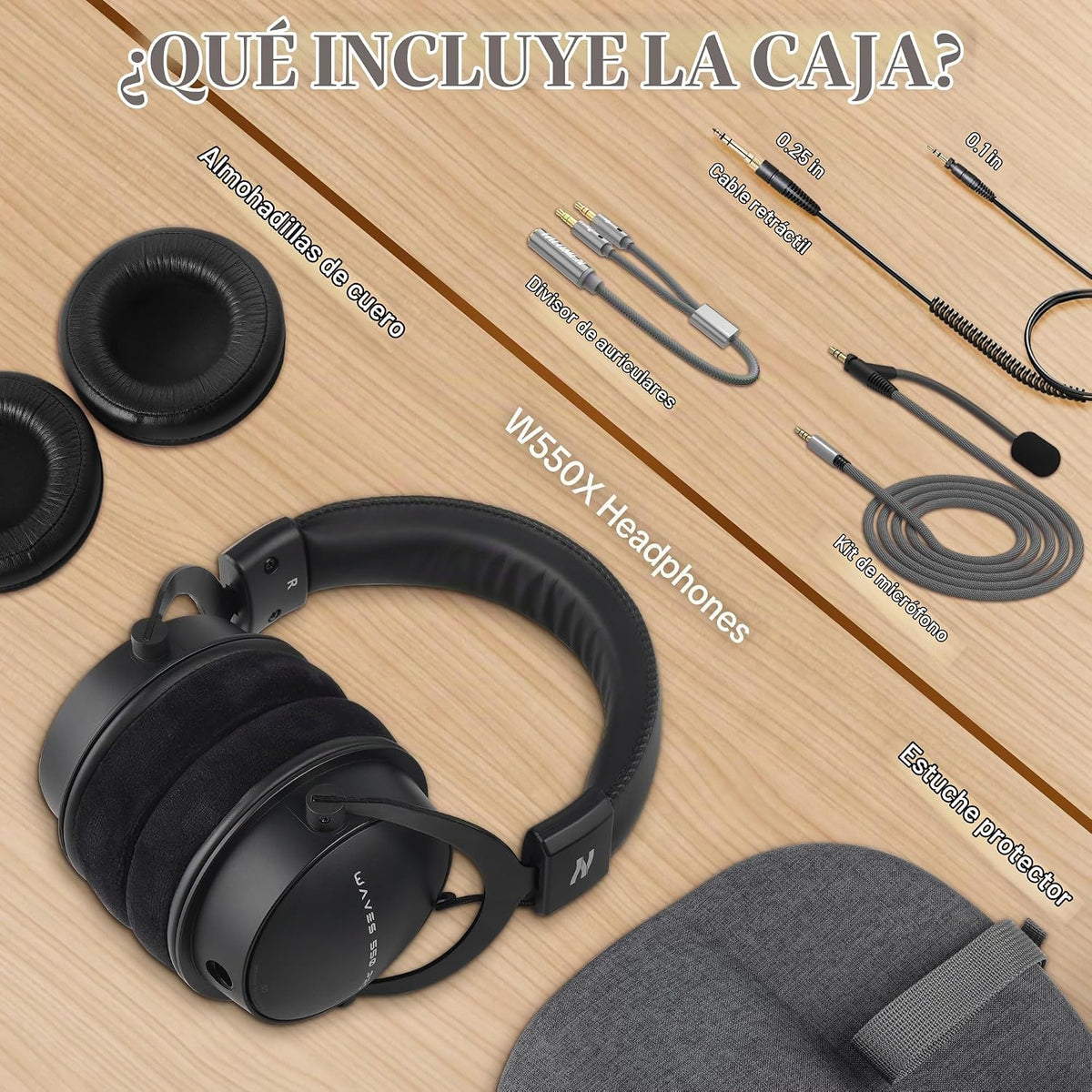 talomen Auriculares de monitor de estudio para grabación, auriculares de estudio con cable sobre la oreja con micrófono de pluma desmontable, auriculares de monitoreo profesional para podcast, transmisión, transmisión y mezcla de audio