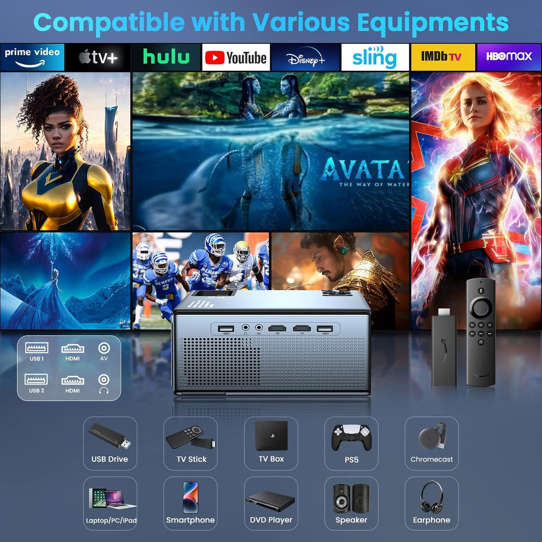 【28000 lúmenes de alta luminosidad】Proyector con WiFi 5G y Bluetoot...