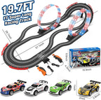 Juegos de carreras 2 en 1 con 4 autos de alta velocidad, pista eléctrica, juego de carreras dual con 2 controladores, diseño de paso elevado circular con pistas flash. Regalo de juguete para niños de 6 a 8 años de 8 a 12 años