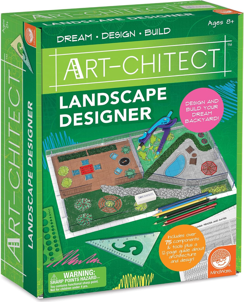 MindWare Art-chitect Paisajista para niños - Kit de diseño de paisaje 3D para niños a partir de 8 años - Aprende los conceptos básicos de la arquitectura mientras diseñas de principio a fin