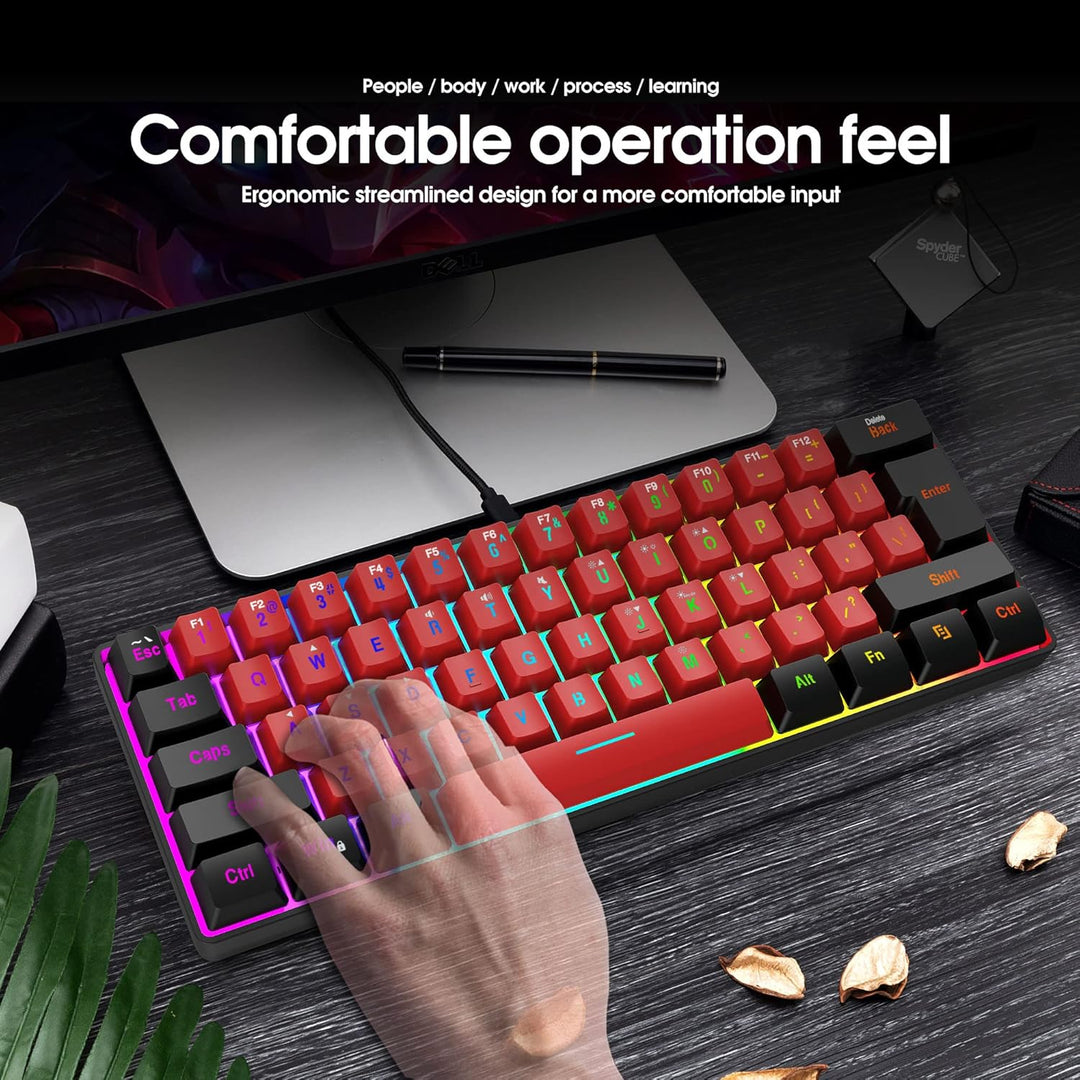 Snpurdiri - Teclado RGB de 60 % con cable, pequeño, compacto, resis...
