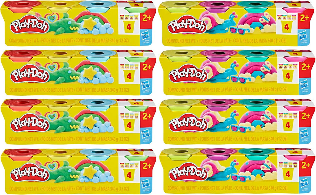 Play-Doh Paquete a Granel de 4 Colores Vibrantes, 32 Latas Coloridas de 3 Onzas de Compuesto de Modelado, Artes y Manualidades para Niños, Juguetes Preescolares para Niñas y Niños de 3+