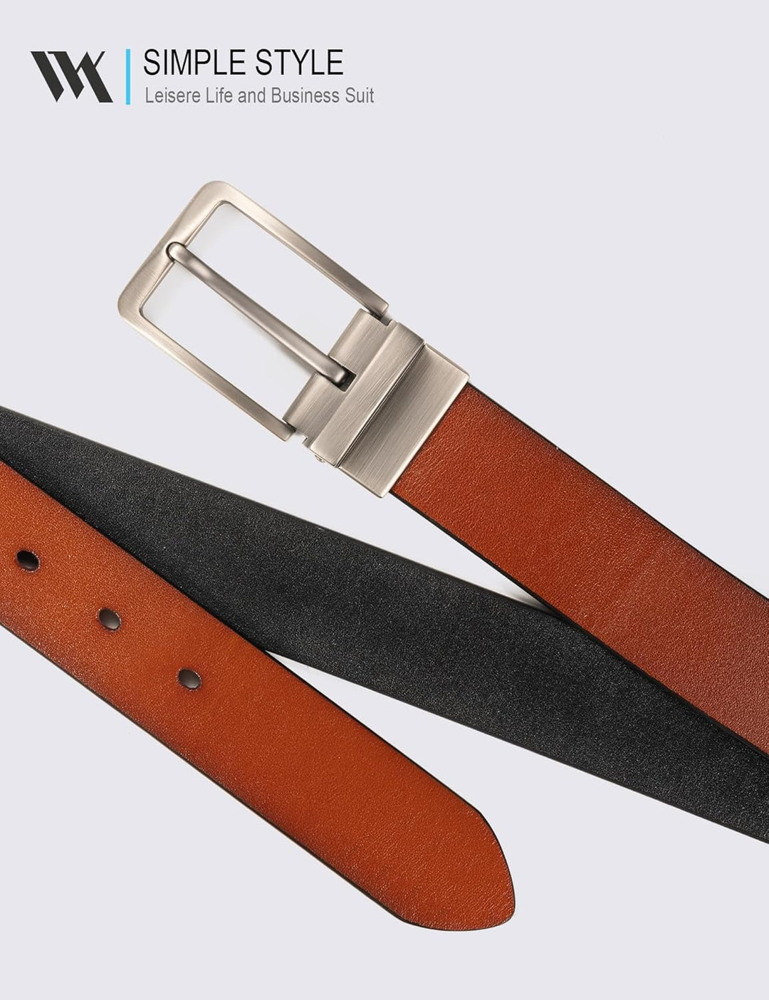 WOLFANT Cinturón de cuero reversible dos en uno, cinturón casual 10...