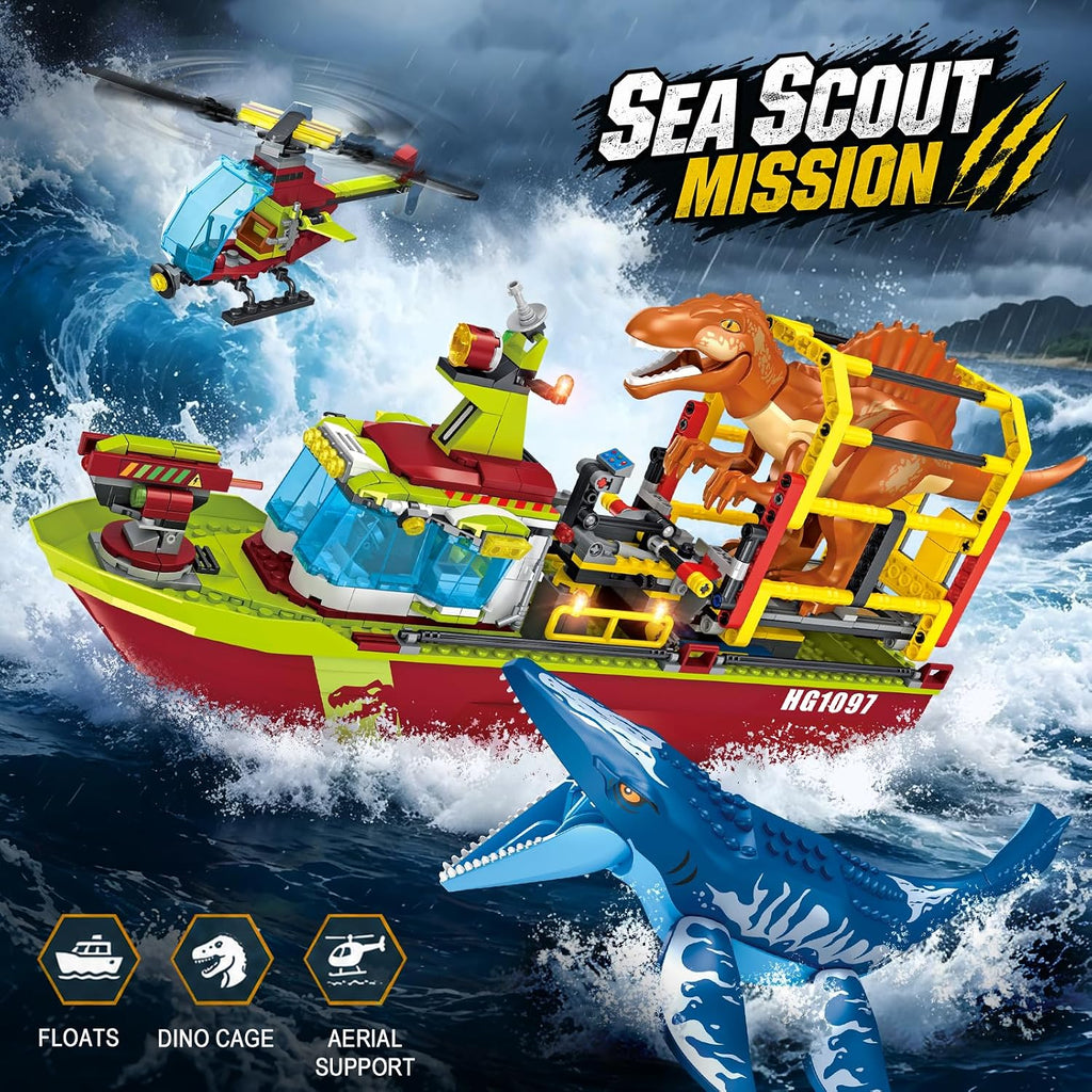 HOGOKIDS Juego de construcción de barco de dinosaurio