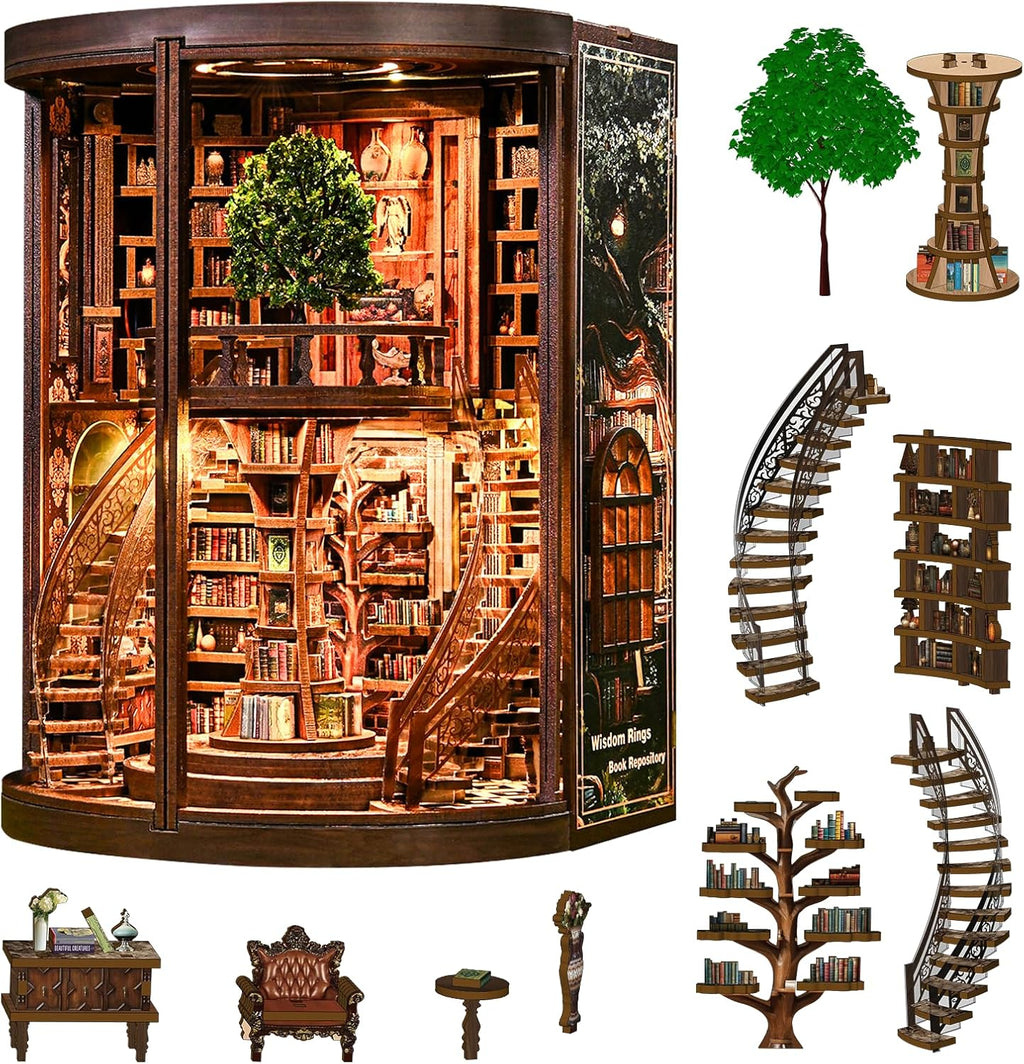 Kaayeewood Kit de rincón de libros, rompecabezas de madera 3D para adultos