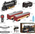 Hot Bee RC Train Set para Kids, Steam Locomotive, Light-Up Cars y Tracks