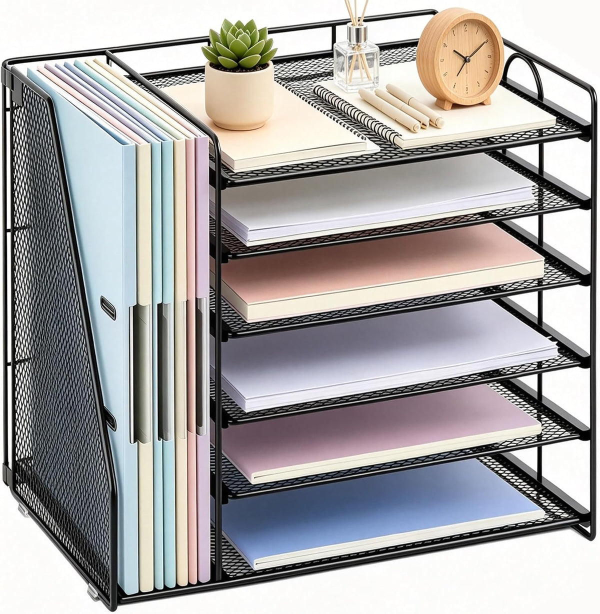 Gianotter - Organizador de papel de 6 niveles con soporte para revistas