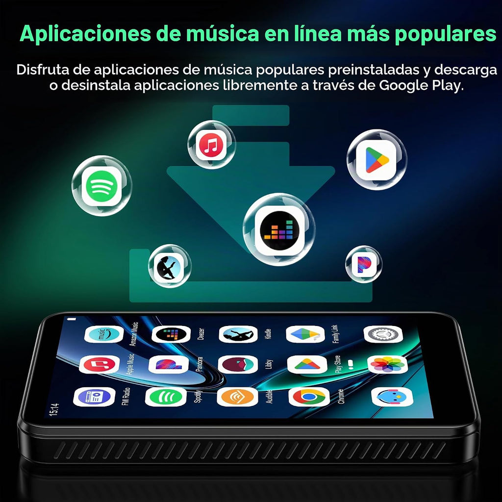 Reproductor MP3 D08 con Bluetooth y WiFi, SWOFY 32 GB MP3 y MP4 reproductores con pantalla táctil HD de 4 pulgadas, reproductores de música Android 13 con Spotify Kids, Pandora, Audible, Amazon Music