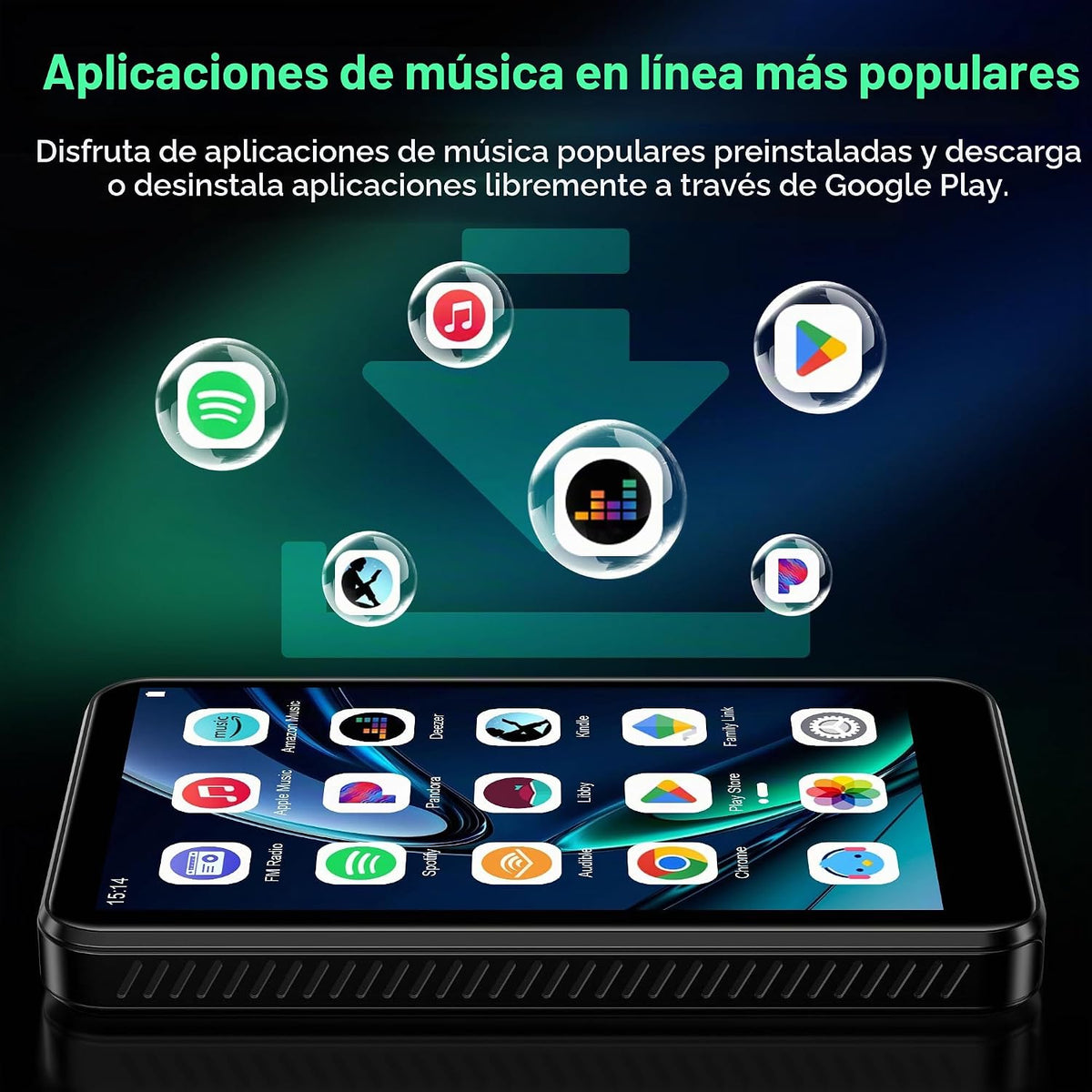 Reproductor MP3 D08 con Bluetooth y WiFi, SWOFY 32 GB MP3 y MP4 reproductores con pantalla táctil HD de 4 pulgadas, reproductores de música Android 13 con Spotify Kids, Pandora, Audible, Amazon Music