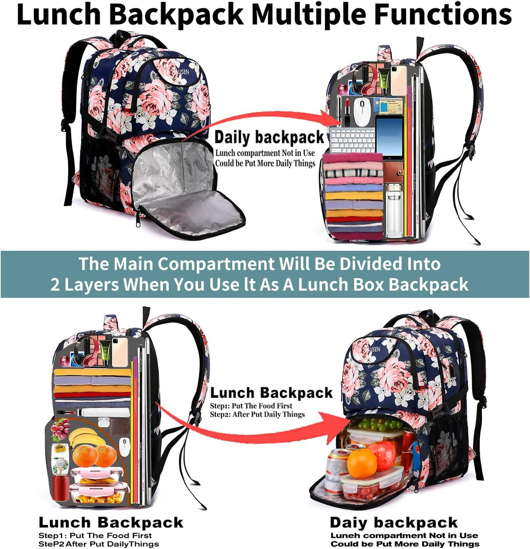 HILUSEN Mochila enfriadora de almuerzo para mujer, mochila extra gr...