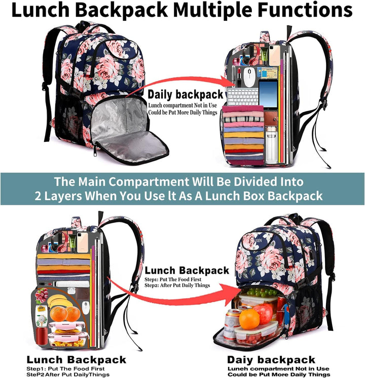 HILUSEN Mochila enfriadora de almuerzo para mujer, mochila extra gr...