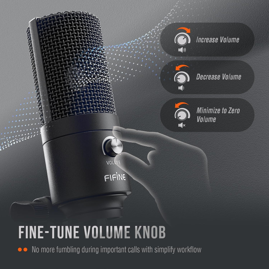 FIFINE Micrófono USB, Micrófono de condensador de metal para grabar...
