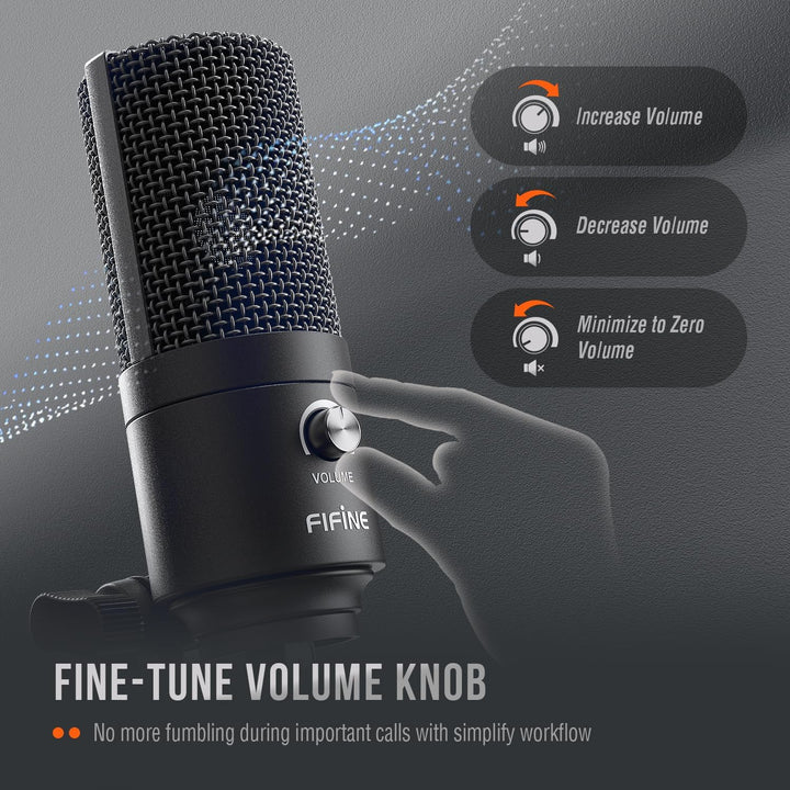 FIFINE Micrófono USB, Micrófono de condensador de metal para grabar...